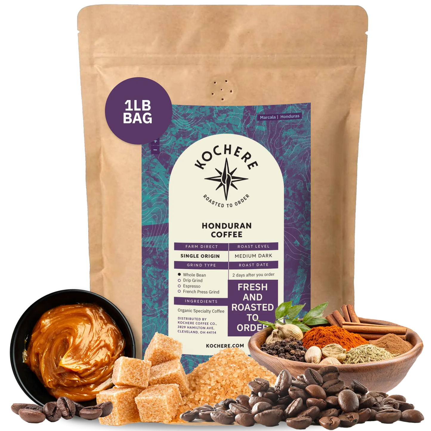 Kochere Coffee Honduran Marcala Organic Medium Roast - Caramel, Spice, Brown Sugar Notes