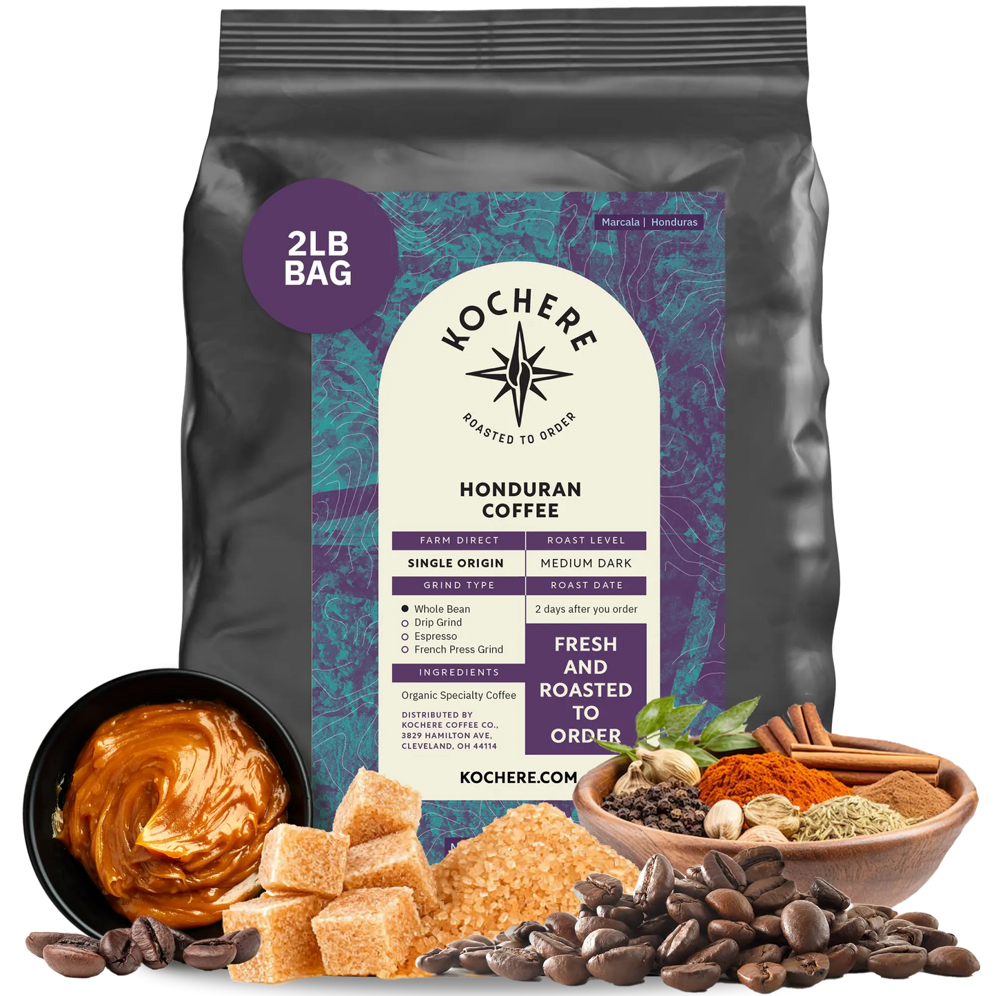 Kochere Coffee Honduran Marcala Organic Medium Roast - Caramel, Spice, Brown Sugar Notes