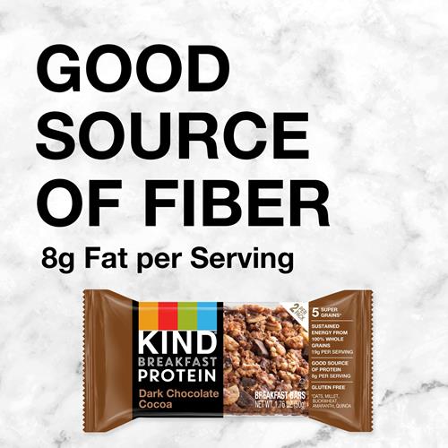 Kind Breakfast Protein Bars, Dark Chocolate Cocoa, Healthy Snacks, Gluten Free, 8G Protein, 6 Count